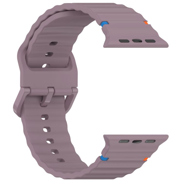 For Apple Watch 46mm / 49mm / 45mm / 44mm Kalebol Wavy Grain Stitched Silicone Watch Band(Purple Smoke) - Watch Bands by Kalebol | Online Shopping UK | buy2fix