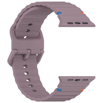 For Apple Watch 46mm / 49mm / 45mm / 44mm Kalebol Wavy Grain Stitched Silicone Watch Band(Purple Smoke) - Watch Bands by Kalebol | Online Shopping UK | buy2fix