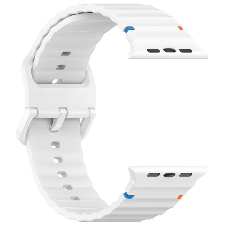 For Apple Watch 42mm / 41mm / 40mm / 38mm Kalebol Wavy Grain Stitched Silicone Watch Band(White) - Watch Bands by Kalebol | Online Shopping UK | buy2fix