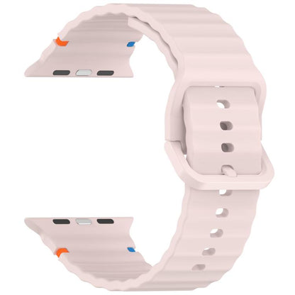 For Apple Watch 42mm / 41mm / 40mm / 38mm Kalebol Wavy Grain Stitched Silicone Watch Band(Sand Pink) - Watch Bands by Kalebol | Online Shopping UK | buy2fix