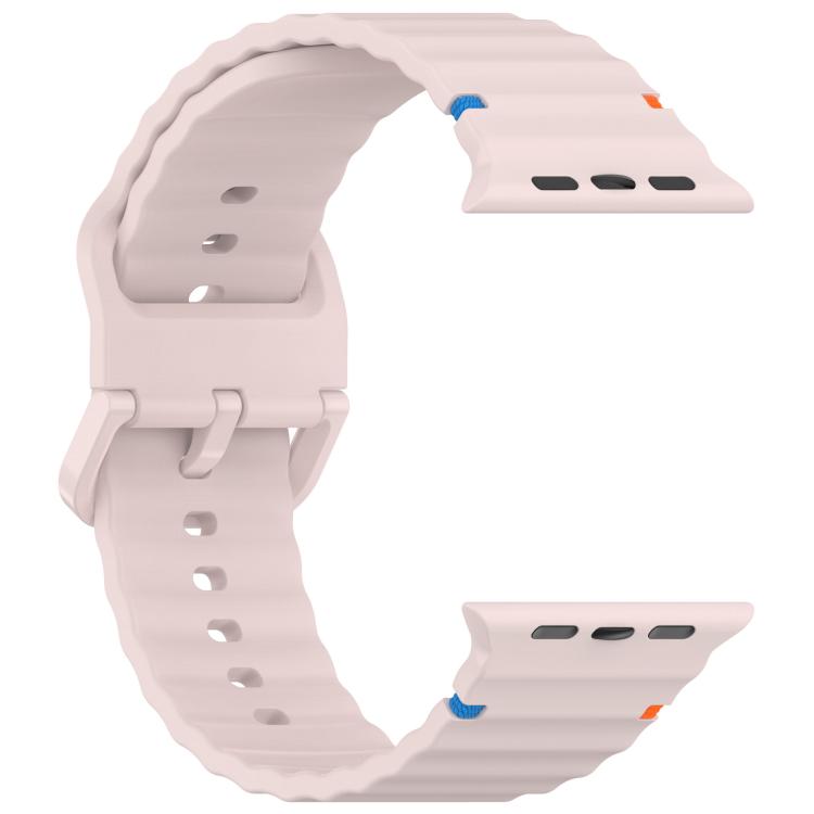 For Apple Watch 42mm / 41mm / 40mm / 38mm Kalebol Wavy Grain Stitched Silicone Watch Band(Sand Pink) - Watch Bands by Kalebol | Online Shopping UK | buy2fix