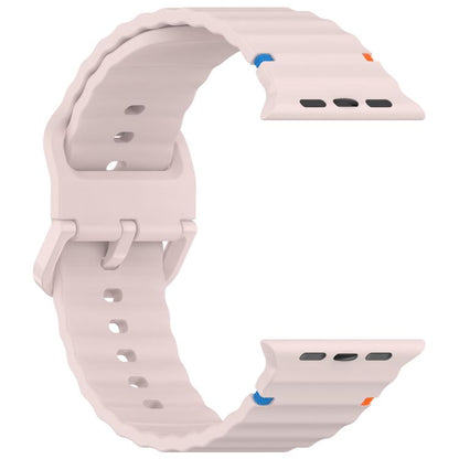 For Apple Watch 42mm / 41mm / 40mm / 38mm Kalebol Wavy Grain Stitched Silicone Watch Band(Sand Pink) - Watch Bands by Kalebol | Online Shopping UK | buy2fix