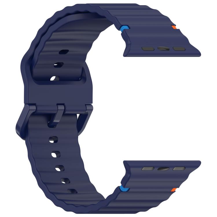 For Apple Watch 42mm / 41mm / 40mm / 38mm Kalebol Wavy Grain Stitched Silicone Watch Band(Navy Blue) - Watch Bands by Kalebol | Online Shopping UK | buy2fix