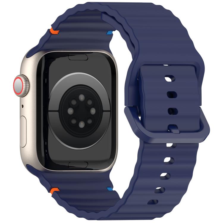 For Apple Watch 42mm / 41mm / 40mm / 38mm Kalebol Wavy Grain Stitched Silicone Watch Band(Navy Blue) - Watch Bands by Kalebol | Online Shopping UK | buy2fix