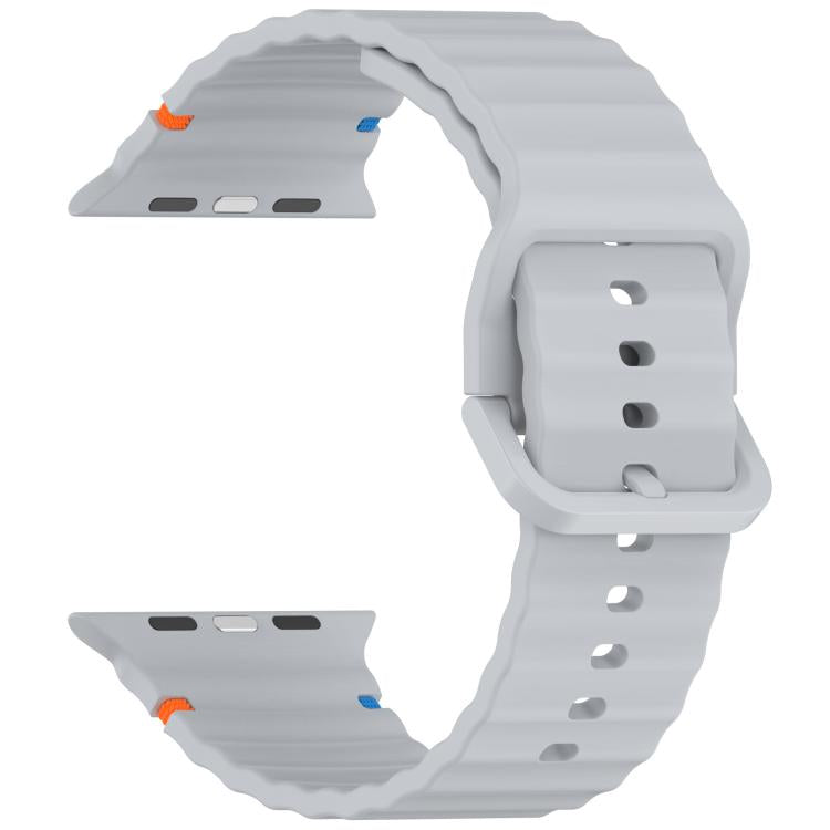 For Apple Watch 42mm / 41mm / 40mm / 38mm Kalebol Wavy Grain Stitched Silicone Watch Band(Grey) - Watch Bands by Kalebol | Online Shopping UK | buy2fix