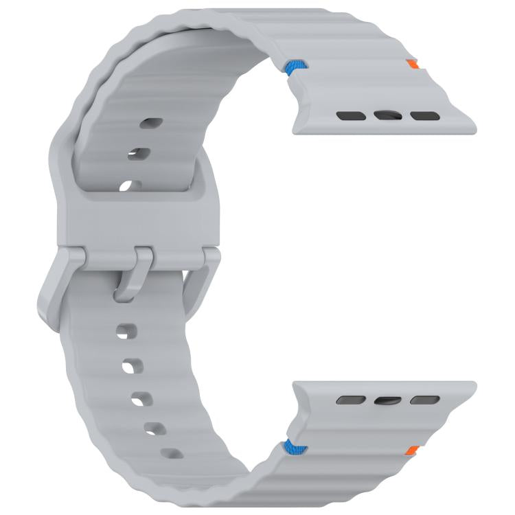 For Apple Watch 42mm / 41mm / 40mm / 38mm Kalebol Wavy Grain Stitched Silicone Watch Band(Grey) - Watch Bands by Kalebol | Online Shopping UK | buy2fix
