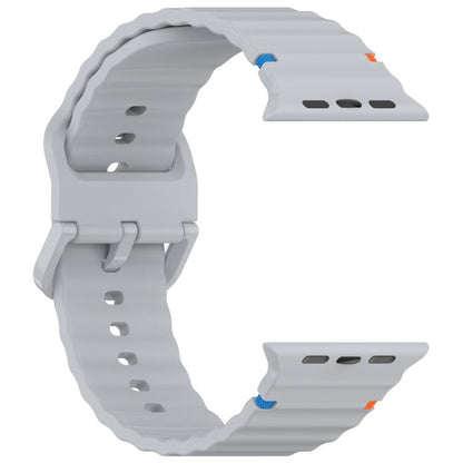 For Apple Watch 42mm / 41mm / 40mm / 38mm Kalebol Wavy Grain Stitched Silicone Watch Band(Grey) - Watch Bands by Kalebol | Online Shopping UK | buy2fix