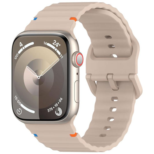 For Apple Watch 42mm / 41mm / 40mm / 38mm Kalebol Wavy Grain Stitched Silicone Watch Band(Milk Tea) - Watch Bands by Kalebol | Online Shopping UK | buy2fix