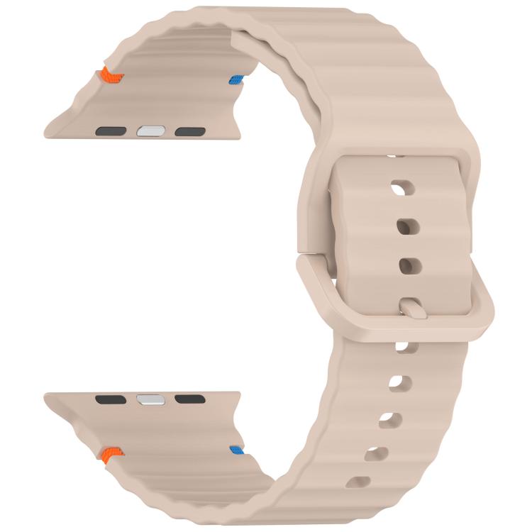 For Apple Watch 42mm / 41mm / 40mm / 38mm Kalebol Wavy Grain Stitched Silicone Watch Band(Milk Tea) - Watch Bands by Kalebol | Online Shopping UK | buy2fix