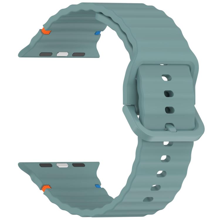 For Apple Watch 42mm / 41mm / 40mm / 38mm Kalebol Wavy Grain Stitched Silicone Watch Band(Pine Green) - Watch Bands by Kalebol | Online Shopping UK | buy2fix