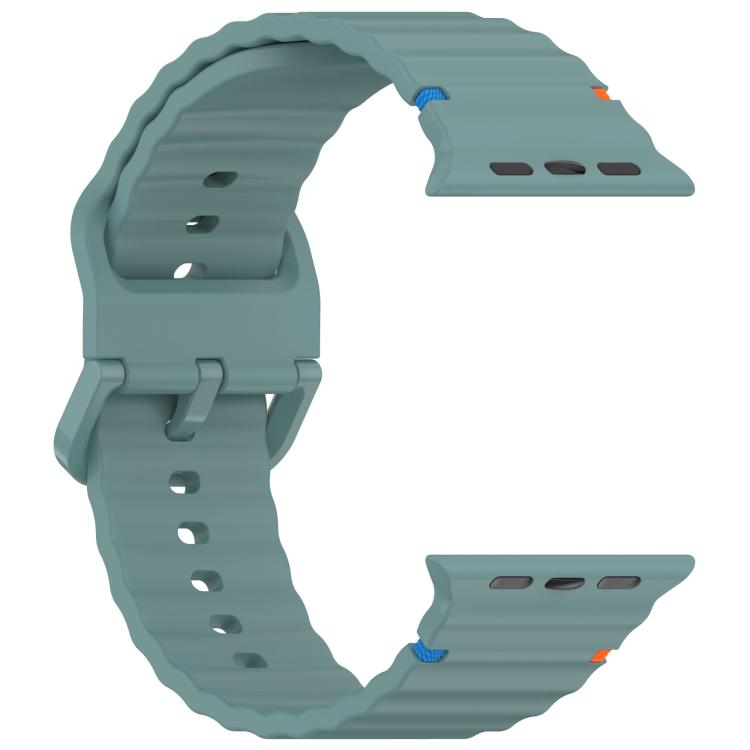 For Apple Watch 42mm / 41mm / 40mm / 38mm Kalebol Wavy Grain Stitched Silicone Watch Band(Pine Green) - Watch Bands by Kalebol | Online Shopping UK | buy2fix