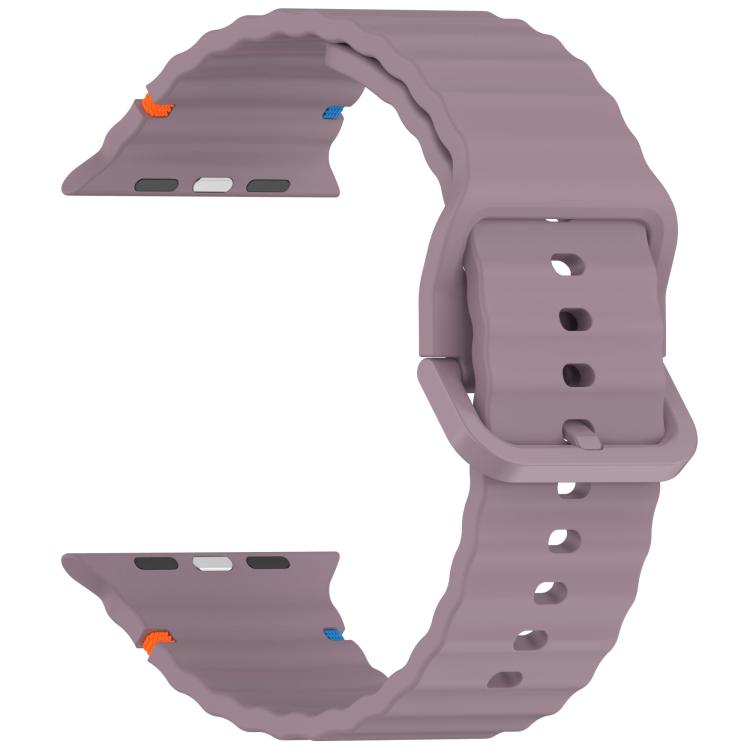 For Apple Watch 42mm / 41mm / 40mm / 38mm Kalebol Wavy Grain Stitched Silicone Watch Band(Purple Smoke) - Watch Bands by Kalebol | Online Shopping UK | buy2fix
