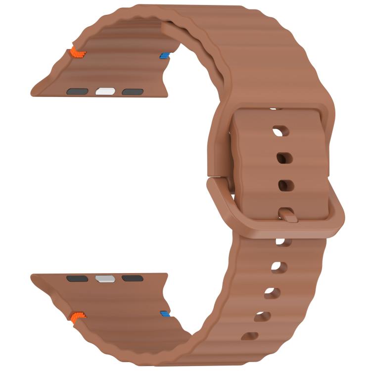 For Apple Watch 42mm / 41mm / 40mm / 38mm Kalebol Wavy Grain Stitched Silicone Watch Band(Brown) - Watch Bands by Kalebol | Online Shopping UK | buy2fix