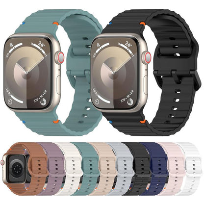 For Apple Watch 46mm / 49mm / 45mm / 44mm Kalebol Wavy Grain Stitched Silicone Watch Band(White) - Watch Bands by Kalebol | Online Shopping UK | buy2fix