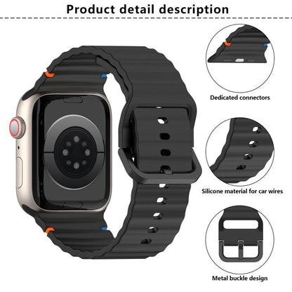 For Apple Watch 46mm / 49mm / 45mm / 44mm Kalebol Wavy Grain Stitched Silicone Watch Band(Milk Tea) - Watch Bands by Kalebol | Online Shopping UK | buy2fix