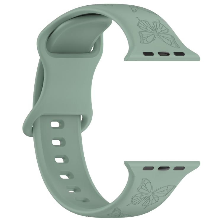 For Apple Watch 46mm / 49mm / 45mm / 44mm Kalebol 8-shaped Buckle Butterfly Embossed Silicone Watch Band(Olive Green) - Watch Bands by Kalebol | Online Shopping UK | buy2fix