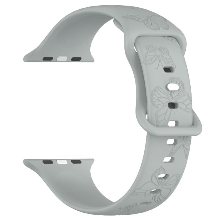 For Apple Watch 46mm / 49mm / 45mm / 44mm Kalebol 8-shaped Buckle Butterfly Embossed Silicone Watch Band(Grey) - Watch Bands by Kalebol | Online Shopping UK | buy2fix
