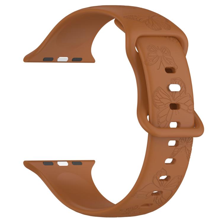 For Apple Watch 46mm / 49mm / 45mm / 44mm Kalebol 8-shaped Buckle Butterfly Embossed Silicone Watch Band(Coffee) - Watch Bands by Kalebol | Online Shopping UK | buy2fix