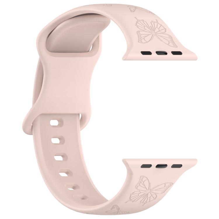 For Apple Watch 46mm / 49mm / 45mm / 44mm Kalebol 8-shaped Buckle Butterfly Embossed Silicone Watch Band(Sand Pink) - Watch Bands by Kalebol | Online Shopping UK | buy2fix