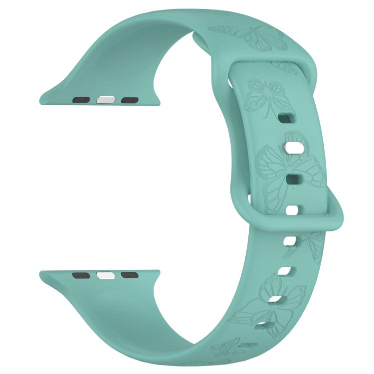 For Apple Watch 46mm / 49mm / 45mm / 44mm Kalebol 8-shaped Buckle Butterfly Embossed Silicone Watch Band(Cactus Green) - Watch Bands by Kalebol | Online Shopping UK | buy2fix