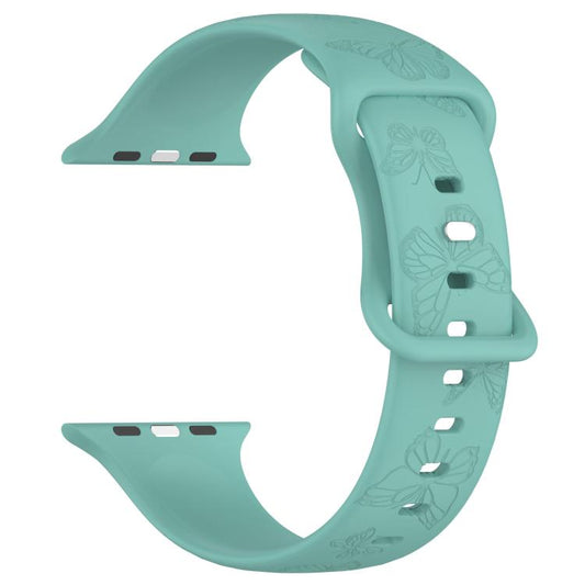 For Apple Watch 46mm / 49mm / 45mm / 44mm Kalebol 8-shaped Buckle Butterfly Embossed Silicone Watch Band(Cactus Green) - Watch Bands by Kalebol | Online Shopping UK | buy2fix