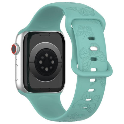 For Apple Watch 46mm / 49mm / 45mm / 44mm Kalebol 8-shaped Buckle Butterfly Embossed Silicone Watch Band(Cactus Green) - Watch Bands by Kalebol | Online Shopping UK | buy2fix
