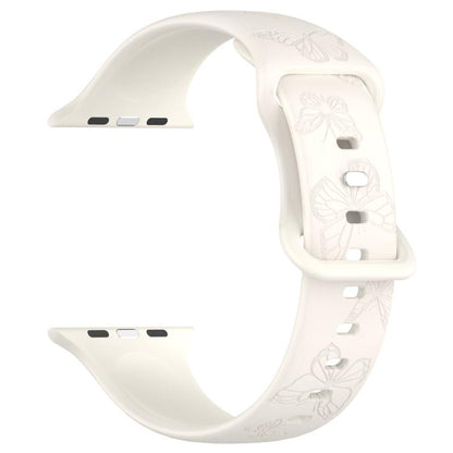 For Apple Watch 46mm / 49mm / 45mm / 44mm Kalebol 8-shaped Buckle Butterfly Embossed Silicone Watch Band(Starlight) - Watch Bands by Kalebol | Online Shopping UK | buy2fix