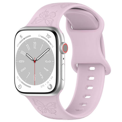 For Apple Watch 46mm / 49mm / 45mm / 44mm Kalebol 8-shaped Buckle Butterfly Embossed Silicone Watch Band(Lavender) - Watch Bands by Kalebol | Online Shopping UK | buy2fix