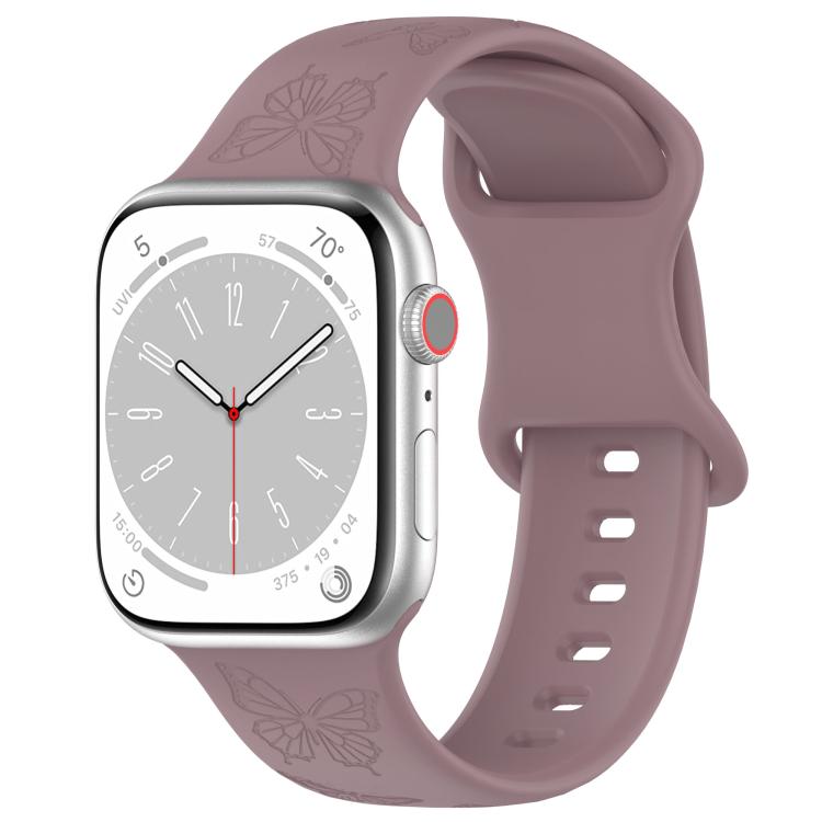 For Apple Watch 46mm / 49mm / 45mm / 44mm Kalebol 8-shaped Buckle Butterfly Embossed Silicone Watch Band(Smoky Purple) - Watch Bands by Kalebol | Online Shopping UK | buy2fix