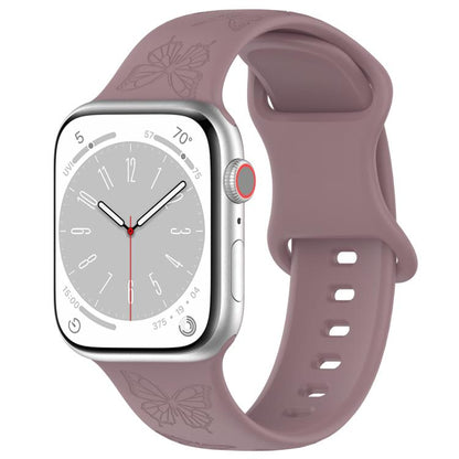 For Apple Watch 46mm / 49mm / 45mm / 44mm Kalebol 8-shaped Buckle Butterfly Embossed Silicone Watch Band(Smoky Purple) - Watch Bands by Kalebol | Online Shopping UK | buy2fix