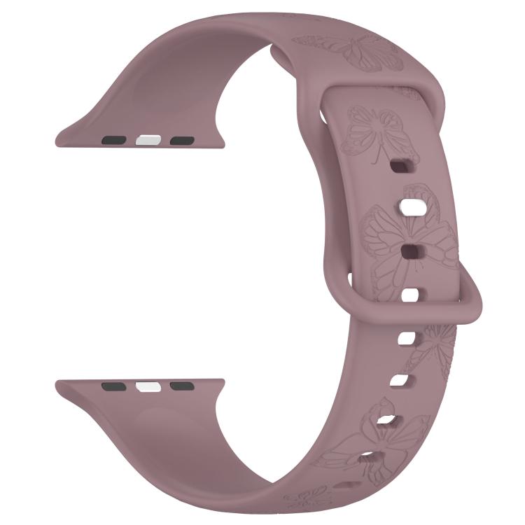 For Apple Watch 46mm / 49mm / 45mm / 44mm Kalebol 8-shaped Buckle Butterfly Embossed Silicone Watch Band(Smoky Purple) - Watch Bands by Kalebol | Online Shopping UK | buy2fix