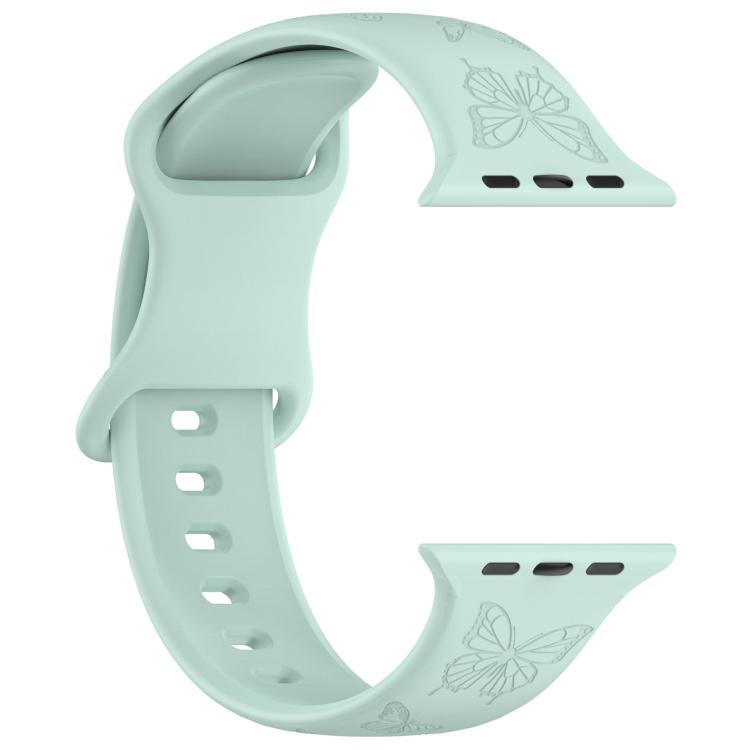 For Apple Watch 42mm / 41mm / 40mm / 38mm Kalebol 8-shaped Buckle Butterfly Embossed Silicone Watch Band(Light Green) - Watch Bands by Kalebol | Online Shopping UK | buy2fix