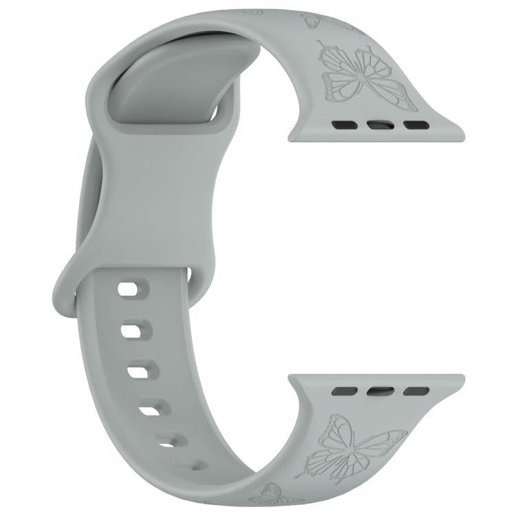 For Apple Watch 42mm / 41mm / 40mm / 38mm Kalebol 8-shaped Buckle Butterfly Embossed Silicone Watch Band(Grey) - Watch Bands by Kalebol | Online Shopping UK | buy2fix