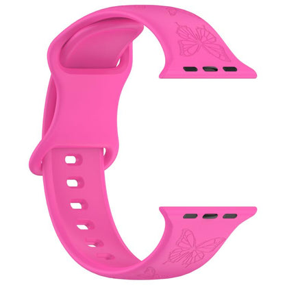 For Apple Watch 42mm / 41mm / 40mm / 38mm Kalebol 8-shaped Buckle Butterfly Embossed Silicone Watch Band(Hot Pink) - Watch Bands by Kalebol | Online Shopping UK | buy2fix
