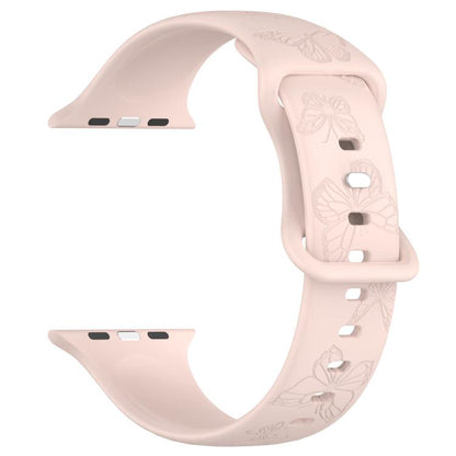 For Apple Watch 42mm / 41mm / 40mm / 38mm Kalebol 8-shaped Buckle Butterfly Embossed Silicone Watch Band(Sand Pink) - Watch Bands by Kalebol | Online Shopping UK | buy2fix