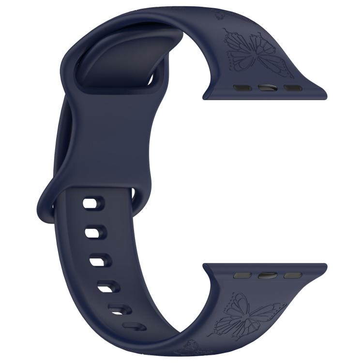 For Apple Watch 42mm / 41mm / 40mm / 38mm Kalebol 8-shaped Buckle Butterfly Embossed Silicone Watch Band(Dark Blue) - Watch Bands by Kalebol | Online Shopping UK | buy2fix