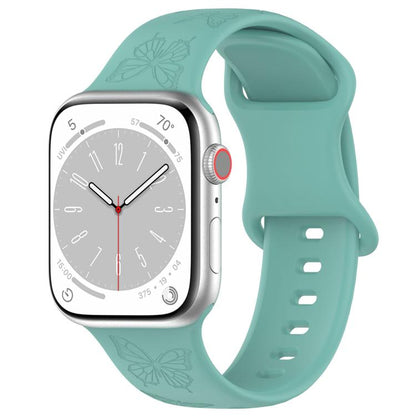 For Apple Watch 42mm / 41mm / 40mm / 38mm Kalebol 8-shaped Buckle Butterfly Embossed Silicone Watch Band(Cactus Green) - Watch Bands by Kalebol | Online Shopping UK | buy2fix