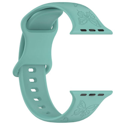 For Apple Watch 42mm / 41mm / 40mm / 38mm Kalebol 8-shaped Buckle Butterfly Embossed Silicone Watch Band(Cactus Green) - Watch Bands by Kalebol | Online Shopping UK | buy2fix