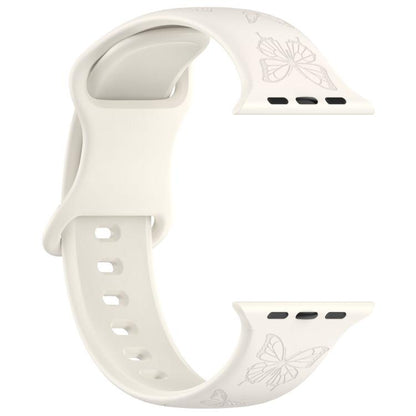 For Apple Watch 42mm / 41mm / 40mm / 38mm Kalebol 8-shaped Buckle Butterfly Embossed Silicone Watch Band(Starlight) - Watch Bands by Kalebol | Online Shopping UK | buy2fix
