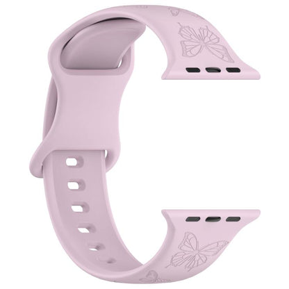 For Apple Watch 42mm / 41mm / 40mm / 38mm Kalebol 8-shaped Buckle Butterfly Embossed Silicone Watch Band(Lavender) - Watch Bands by Kalebol | Online Shopping UK | buy2fix
