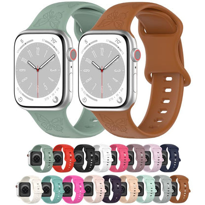 For Apple Watch 46mm / 49mm / 45mm / 44mm Kalebol 8-shaped Buckle Butterfly Embossed Silicone Watch Band(Cactus Green) - Watch Bands by Kalebol | Online Shopping UK | buy2fix