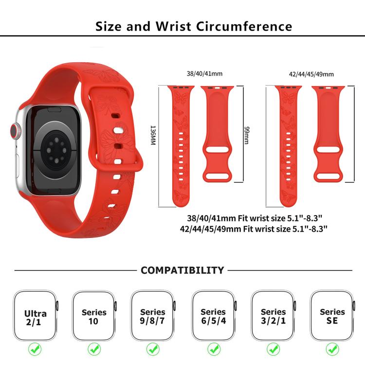 For Apple Watch 42mm / 41mm / 40mm / 38mm Kalebol 8-shaped Buckle Butterfly Embossed Silicone Watch Band(Lavender) - Watch Bands by Kalebol | Online Shopping UK | buy2fix