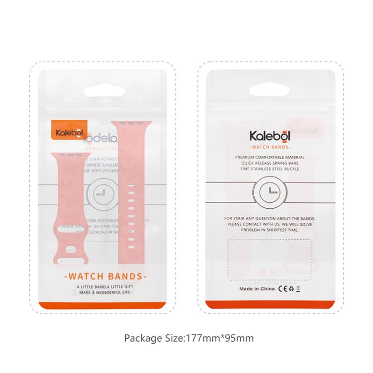 For Apple Watch 42mm / 41mm / 40mm / 38mm Kalebol 8-shaped Buckle Butterfly Embossed Silicone Watch Band(Hot Pink) - Watch Bands by Kalebol | Online Shopping UK | buy2fix