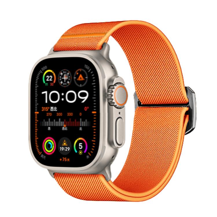 For Apple Watch 46mm / 49mm / 45mm / 44mm Kalebol Bull Bead Buckle Elastic Nylon Watch Band(Orange) - Watch Bands by Kalebol | Online Shopping UK | buy2fix