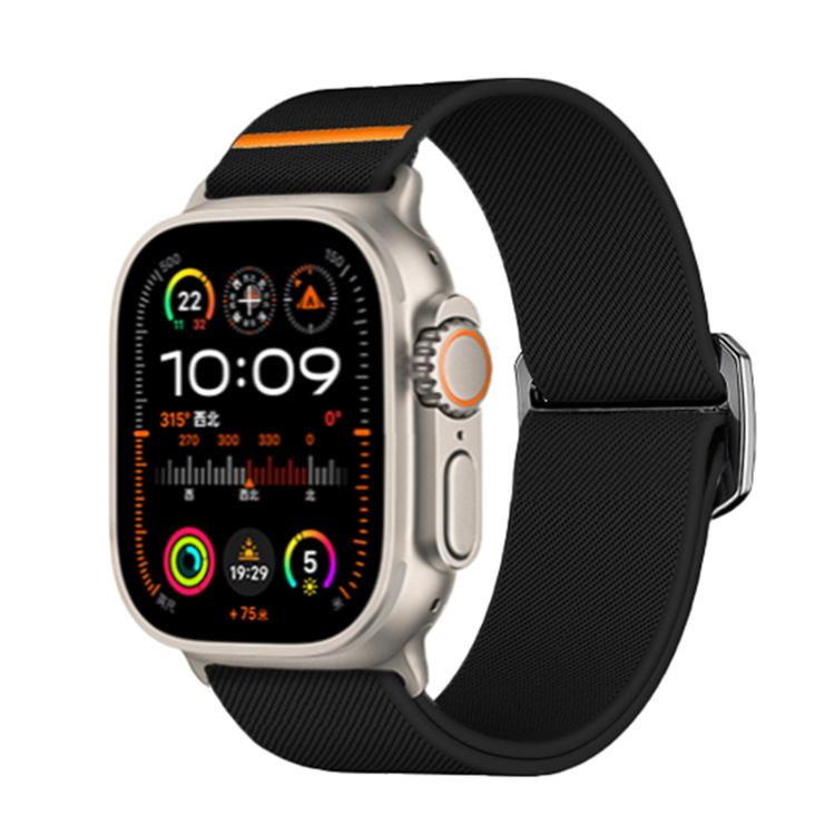 For Apple Watch 46mm / 49mm / 45mm / 44mm Kalebol Bull Bead Buckle Elastic Nylon Watch Band(Black) - Watch Bands by Kalebol | Online Shopping UK | buy2fix
