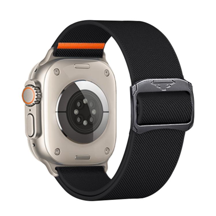 For Apple Watch 46mm / 49mm / 45mm / 44mm Kalebol Bull Bead Buckle Elastic Nylon Watch Band(Black) - Watch Bands by Kalebol | Online Shopping UK | buy2fix