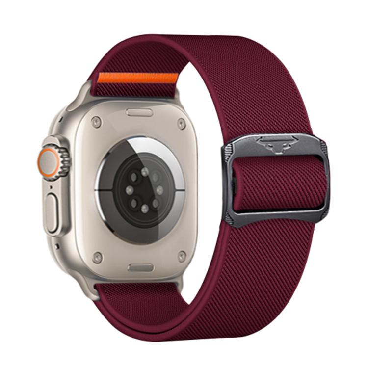 For Apple Watch 46mm / 49mm / 45mm / 44mm Kalebol Bull Bead Buckle Elastic Nylon Watch Band(Wine Red) - Watch Bands by Kalebol | Online Shopping UK | buy2fix
