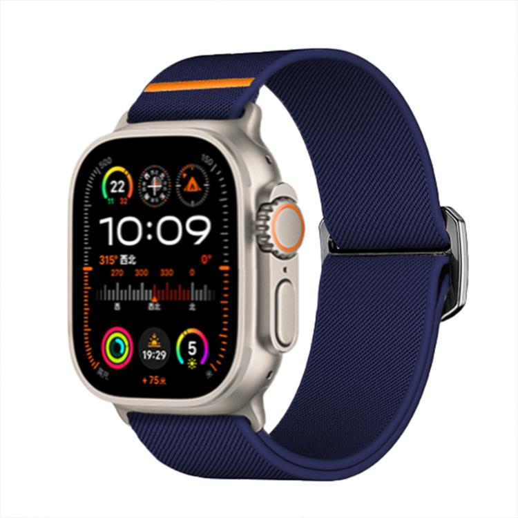 For Apple Watch 46mm / 49mm / 45mm / 44mm Kalebol Bull Bead Buckle Elastic Nylon Watch Band(Midnight Blue) - Watch Bands by Kalebol | Online Shopping UK | buy2fix