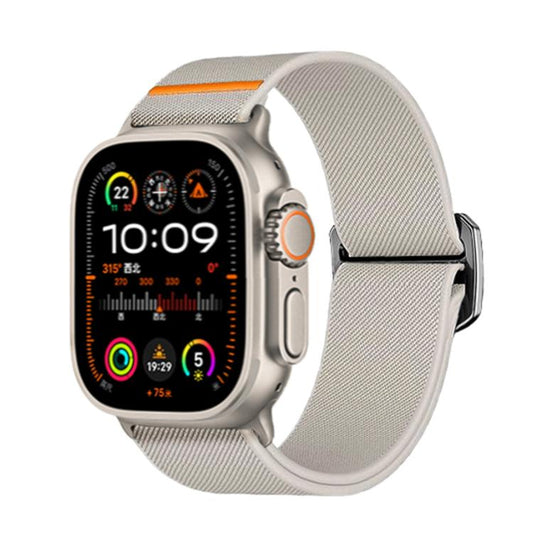 For Apple Watch 46mm / 49mm / 45mm / 44mm Kalebol Bull Bead Buckle Elastic Nylon Watch Band(Starlight) - Watch Bands by Kalebol | Online Shopping UK | buy2fix