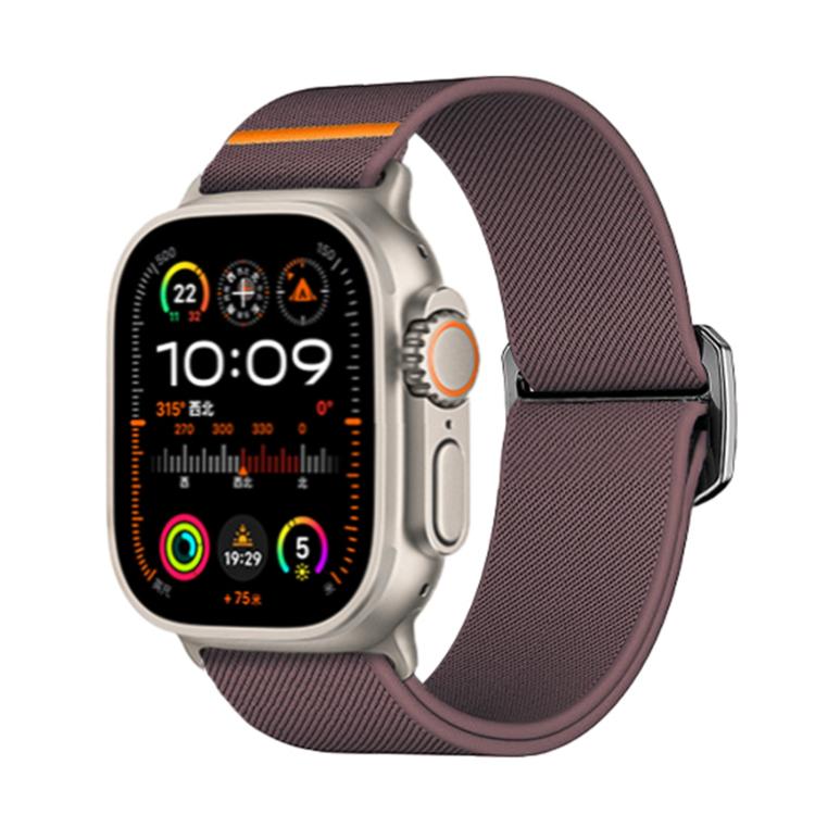 For Apple Watch 46mm / 49mm / 45mm / 44mm Kalebol Bull Bead Buckle Elastic Nylon Watch Band(Smoky Purple) - Watch Bands by Kalebol | Online Shopping UK | buy2fix